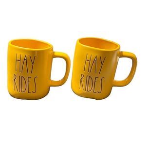 Rae Dunn Hay Rides Yellow Coffee Mug Set of Two